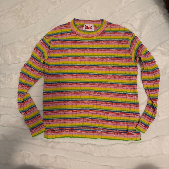 EUC SOLID & STRIPED Max Sweater S Random Spacedye Multicolor - Picture 1 of 4